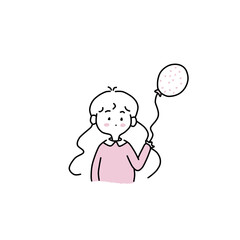 the girl is holding a cute drawing ball in her hand