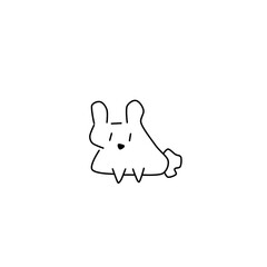 Vector black and white hare icon. Funny woodland line animal.