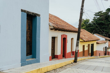 Colorful houses in a village in Mexico.