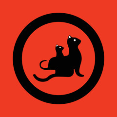 Two black cat animal logo design 