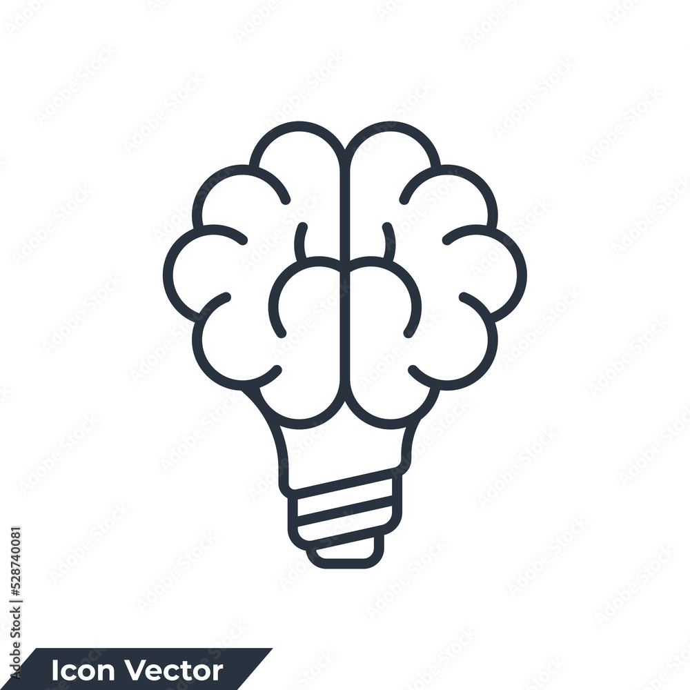 Poster abilities icon logo vector illustration. creative idea. brain in light bulb symbol template for grap