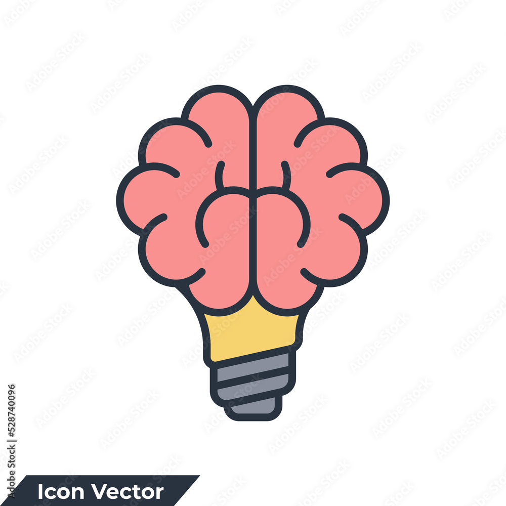 Poster abilities icon logo vector illustration. creative idea. brain in light bulb symbol template for grap