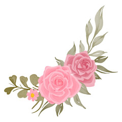 pink rose flower bouquet arrangement watercolor