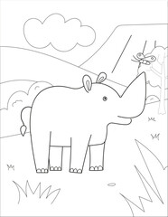 rhinoceros coloring page vector backdround illustration