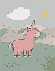 unicorn colorful vector backdround illustration