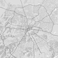 White and light grey Harare city area vector background map, roads and water illustration. Widescreen proportion, digital flat design.