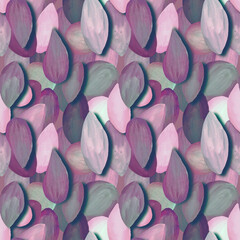 Abstract leaves seamless colorful pattern. Futuristic design light pink and grey textured background. Great for wrapping and digital paper design.