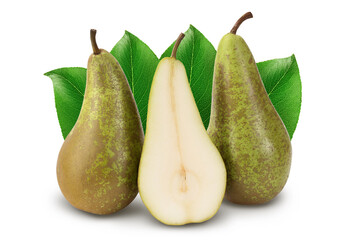 Green conference pear isolated on white background with full depth of field