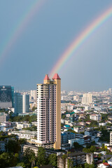 A beautiful rainbow in Bangkok city, Thailand.