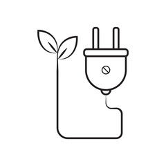 Green energy icon. Plug icon. Renewable green energy. Save energy icon. Electrical charge power plug sign. Sustainable icon. Line and stroke style SVG icon for web, mobile application.