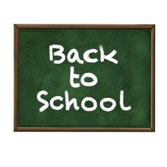 Watercolor illustration of a school blackboard. Green school blackboard