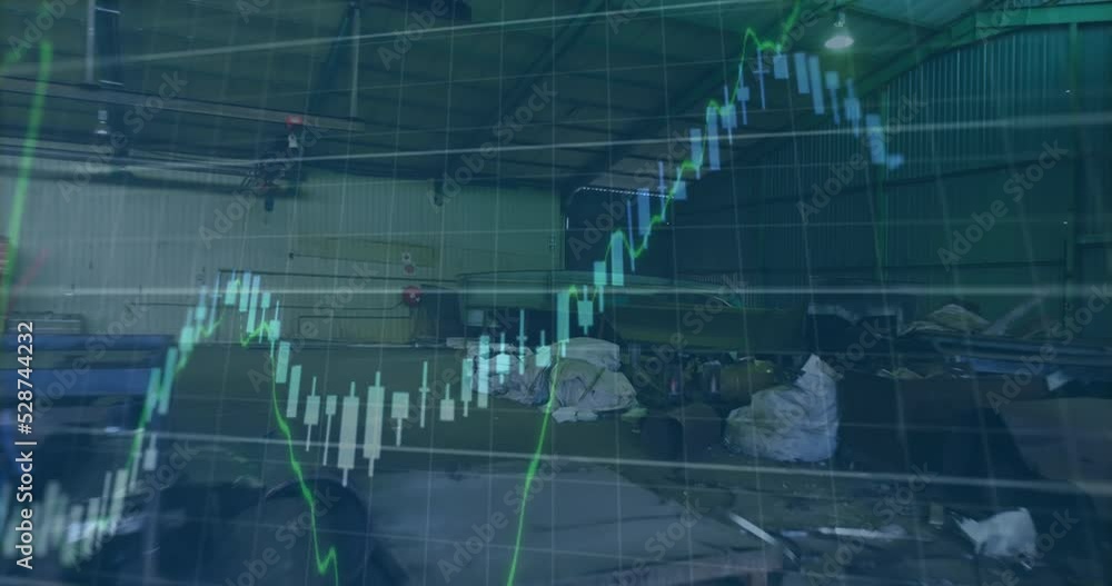 Poster animation of graph with data processing over landfill site