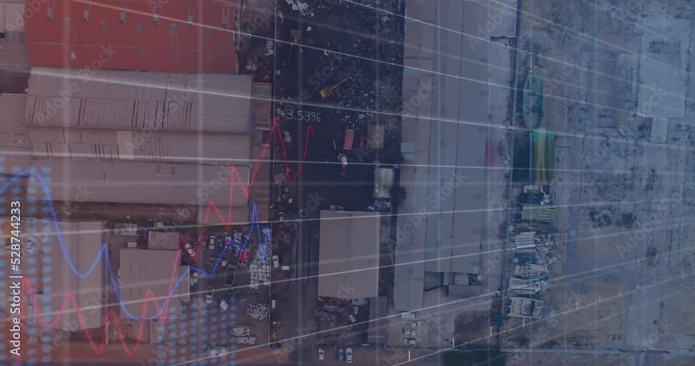 Poster animation of graph with data processing over landfill site