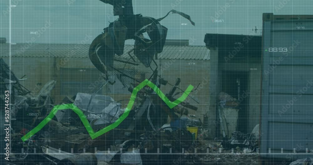 Poster animation of graph with data processing over landfill site