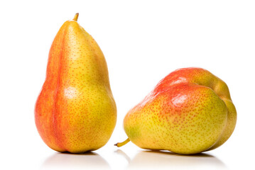 Two red-yellow pears. Isolate on white background