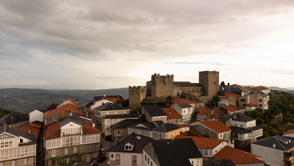 Fototapeta premium Aerial view of Castro Caldelas in Galicia-Spain