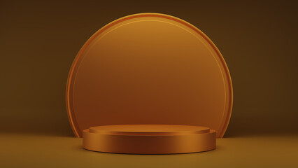 3d rendering of gold Cylinder podiums