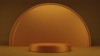 3d rendering of gold Cylinder podiums