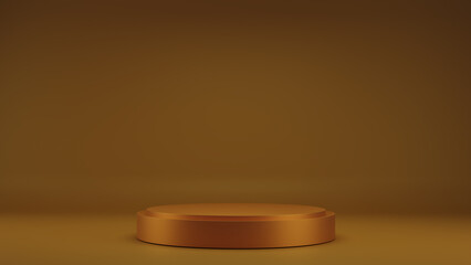 3d rendering of gold Cylinder podiums