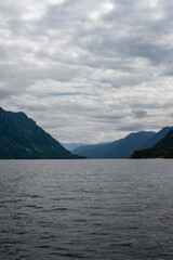 mountain big lake in the mountains on a summer day