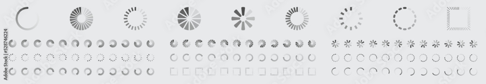 Fototapete circular loading buffering icons vector set video ready for animation gif 12fps all keyframes frames