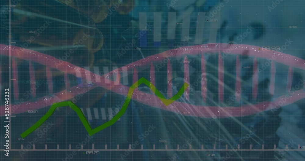 Poster animation of data processing over dna strand