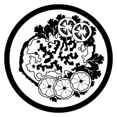 Viennese pan fried veal cutlet Vector Icon , Wiener schnitzel garnished with lemon and parsle on Plate Concept, National Dish of Austria Sign,Traditional cuisine Symbol, Food cooking with ingredients