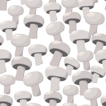 cute champignon gray edible mushrooms. seamless pattern