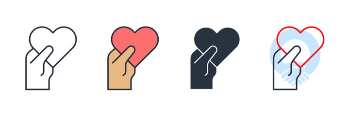 help icon logo vector illustration. Heart in hand symbol template for graphic and web design collection