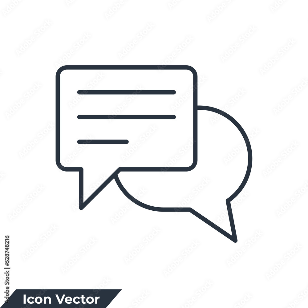 Poster talk bubble speech icon logo vector illustration. communication symbol template for graphic and web 