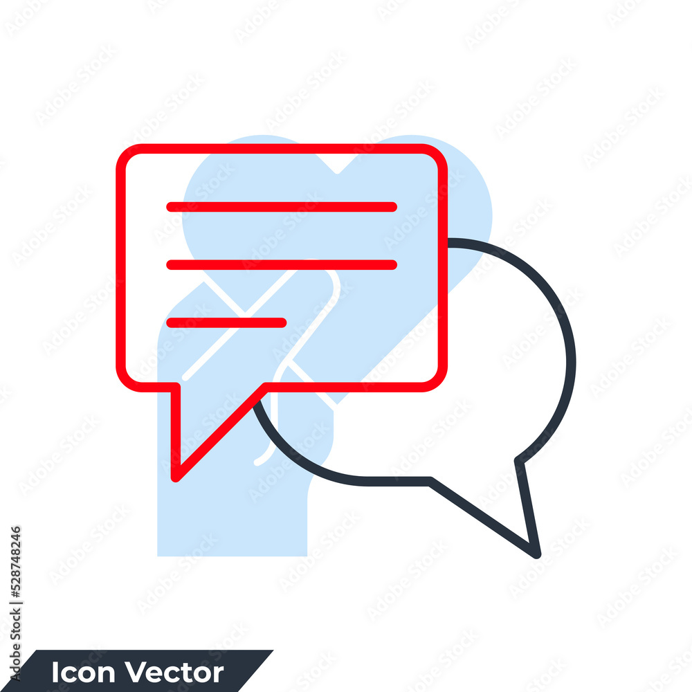 Poster talk bubble speech icon logo vector illustration. communication symbol template for graphic and web 