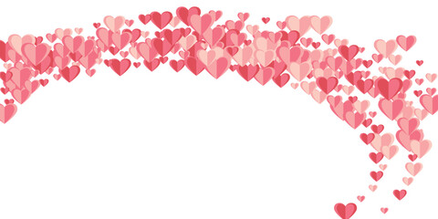 Origami rosy heart shapes explosion vector background. Valentine's Day decor. Banner backdrop.