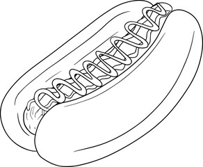 Vector hand drawn fast food Illustration. Coloring pages with food