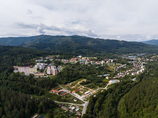 Fototapeta na wymiar Aerial view of the village of Prakovce in Slovakia