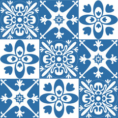 Azulejo tile seamless pattern for decor, vector illustration traditional spanish portuguese pattern for design