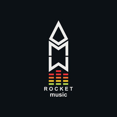 music logo design with rocket shape