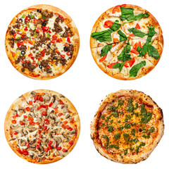 Set of delicious pizza isolated png