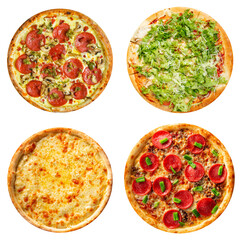 Set of delicious pizza isolated png