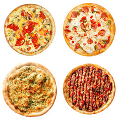 Set of delicious pizza isolated png