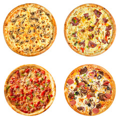 Set of delicious pizza isolated png