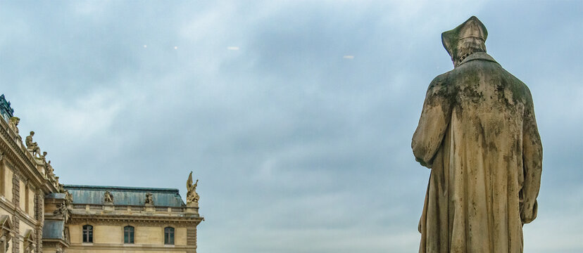 Aerial Louvre Museum Exterior View