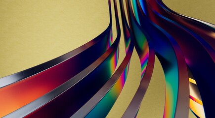 3D render abstract background. Colorful twisted shapes in motion. Computer generated digital art for poster, flyer, banner