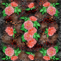 flowers in a leopard pattern, animal print