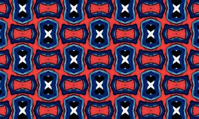 seamless pattern of  shapes on red and blue concept background