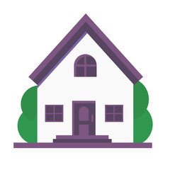 Vector house flat design brown color. Simple house vector illustration isolated on white.	Purple vector house flat
