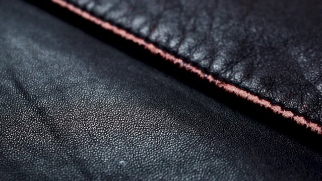 Elements on a dark red brown leather jacket. Closeup leather texture for fashion background
