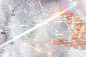 Global network. Blockchain. 3D illustration. Neural networks and artificial intelligence. Abstract