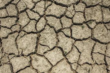 closeup cracks in dry ground. Cracked surface