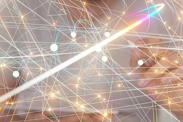 Global network. Blockchain. 3D illustration. Neural networks and artificial intelligence. Abstract