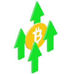 Bitcoin digital currency value rise arrows